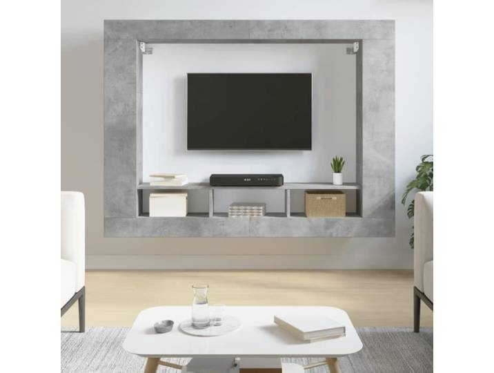 Meuble TV Meuble de Télévision Suspendu avec Étagère Latérales Meuble Multimédia Mural avec Rangement Salon 833725
