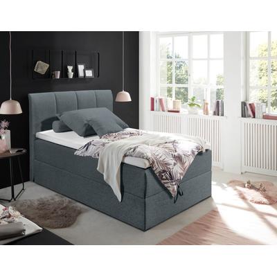 Boxbett ED EXCITING DESIGN "Granada" inkl. Bettkasten und Topper", grau (anthrazit colet 17), B:122cm L:213cm, 100% Polyester, Komplettbetten, erhältlich in den Größen 120x200cm & 180x200cm