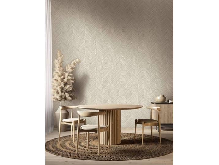 Vliestapete Fischgräten Muster Holz Optik Struktur Creme Grau 33373