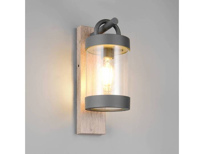 Trio Lighting Außenwandleuchte Sambesi, Holz hell, Aluminium, Modern, Laternenform
