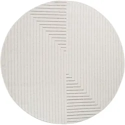 Outdoor-Teppich ENGADIN Labyrinthmuster Polypropylen Kurzflor Ø 200 cm Creme gekettelt Empfang Objektbereich | Kadima Design