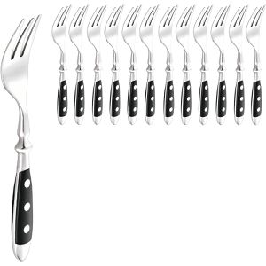 WAS Kuchengabeln Bistro, schwarze Kunststoffgriffe, Edelstahl 18/0, 15 cm, 12 Stück
