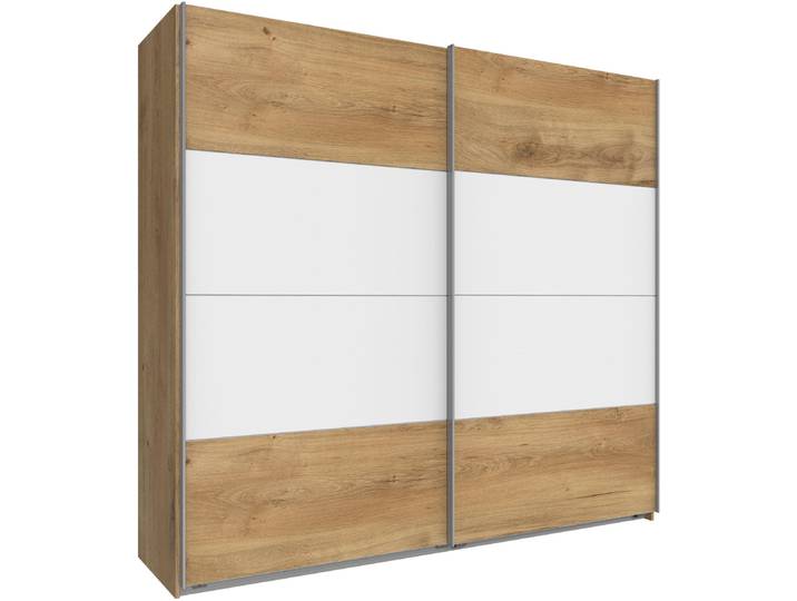 Schwebetürenschrank WIMEX Easy , weiss (plankeneichefarben, weiß), B:270cm H:210cm T:65cm, Schränke, Schwebetürenschrank