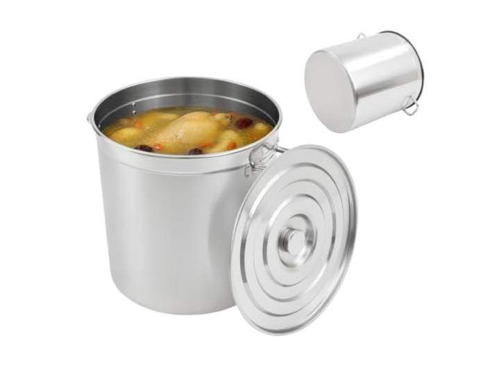 Edelstahl Kochtopf mit Deckel, 35L/50L/70L Großer Suppentopf Induktion, Gastronomie Topf für Restaurant, Haushalt, Suppe, Einkochen, Gas Elektroherd, Spülmaschinengeeignet, Rostfrei, Robust (70L)