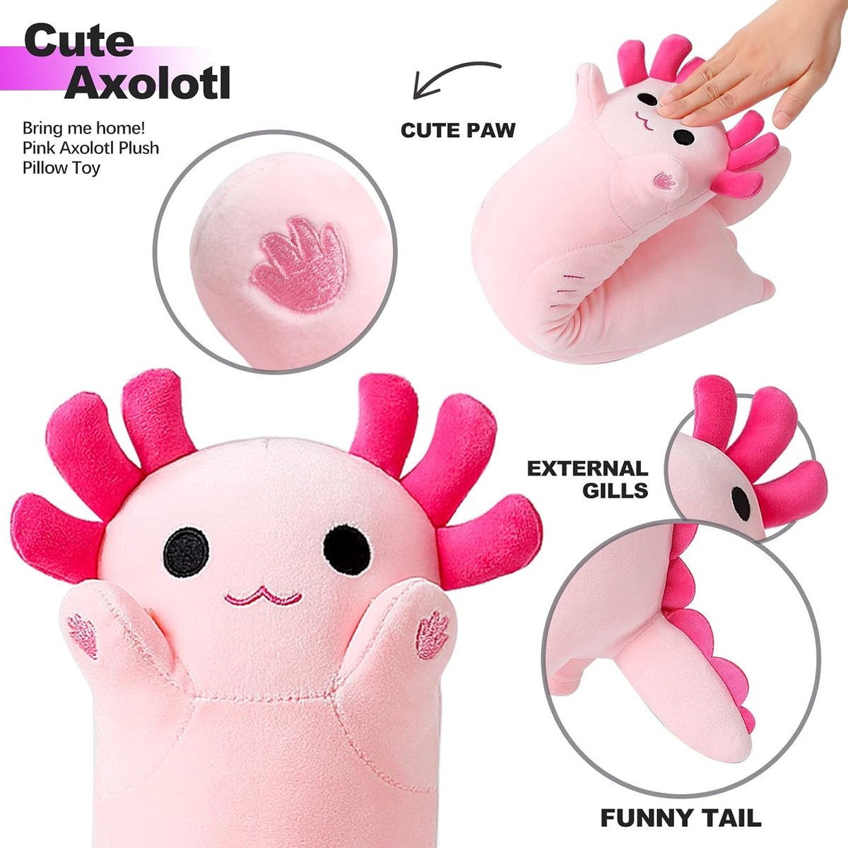 Shownicer Knuffeldier Axolotl Kawaii salamanderkussen