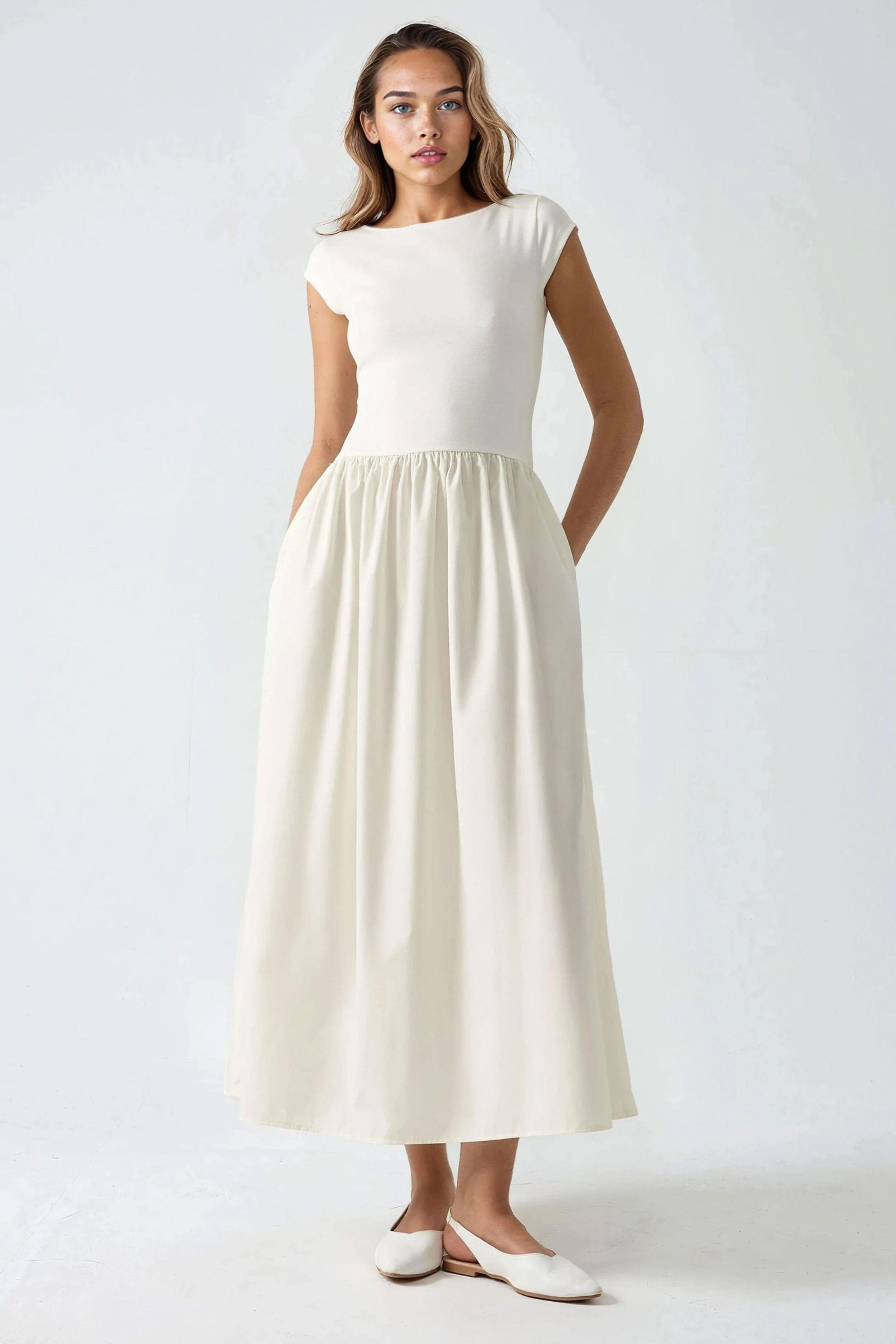 Kontrast Midi-Kleid