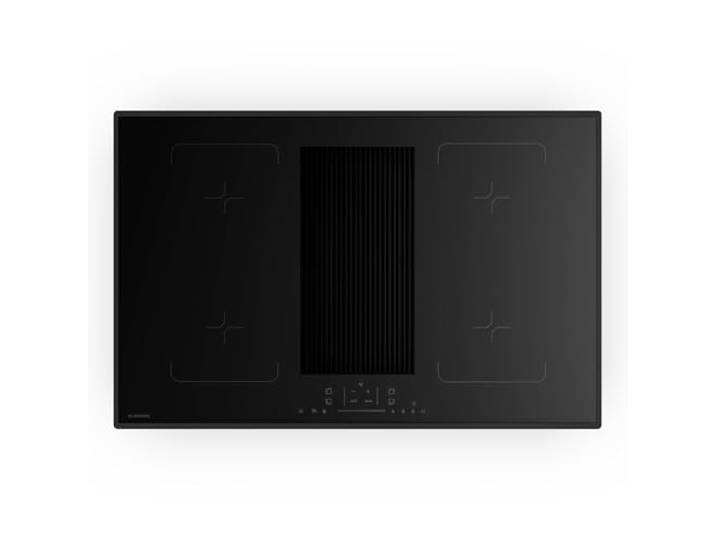 Klarstein Velaire Flex Plaque Induction Avec Hotte Intégrée - 80cm\, 4 Zones Flex\, 8400W Boost\, Curseur Tactile\, Minuterie\, Verrouillage Enfant\, Verre Noir\, Plaque Cuisson Hotte Intégrée