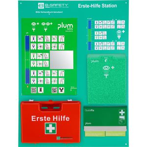B-Safety Erste-Hilfe-Station Premium No.2, DIN 13157, 184-teilig, mit EH-Koffer, Spiegel, Anleitungen & Augenspülbox