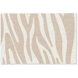 FUSSMATTE Zebramuster - Beige - Weiß - Tiermuster Schmutzfänger 180x120 cm