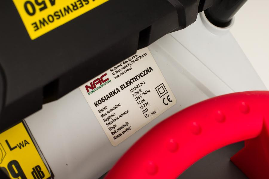 NAC Elektrische grasmaaier met inductiemotor, 1200W, 32 cm breed
