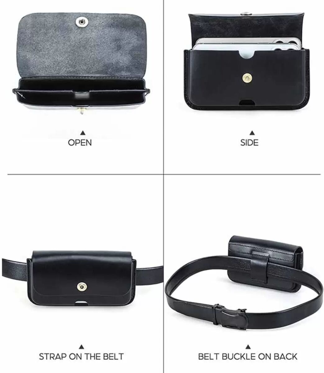 INF Universelle PU Leder Handy Gürteltasche - Passend für 6,9 Zoll Smartphones Schwarz