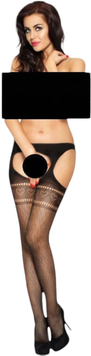Passion BS002 - open black fishnet tights (S-L)