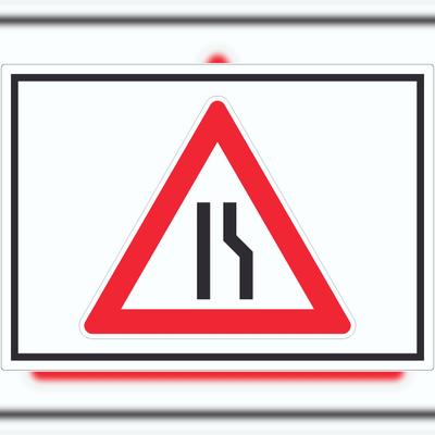 HB-Druck Aufkleber Achtung Verengte Fahrbahn rechts Symbol A9 (37x52mm)