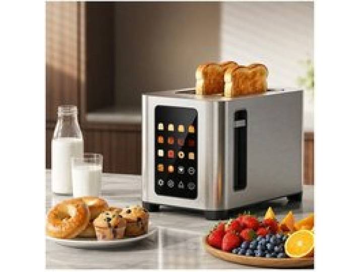 Grille-Pain 2 Tranches Inox – Écran Tactile 6 Programmes Fentes Larges Support Réchauffe-Pain