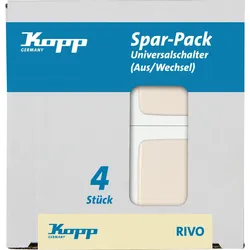 Kopp 581617059 RIVO - Profi-Pack: 4x Universalschalter (Aus-/Wechsel), Farbe : weiß