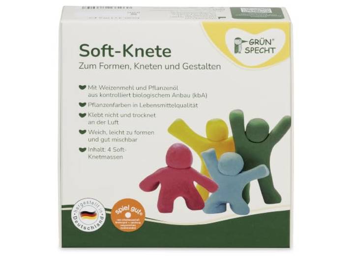 GRÜNSPECHT Soft-Knete Kinder, 4 x 120 g, formen, kneten, gestalten
