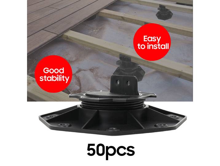 Support d'équilibre au sol réglable en hauteur, 50 pièces, 18-30mm, roulement sur pied, planches de terrasse, roulement de dalle, roulement de terrasse