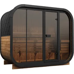 Wolff Finnhaus Sauna Asta 2715 - 42 mm Schwarz Ohne Ofen Thermoholz Bausatz zur Selbstmontage