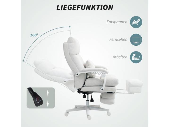 Feuille épaissie Fauteuil de bureau ergonomique avec appui à remontée lombaire appui à dos haut appui à pieds fauteuil rotatif