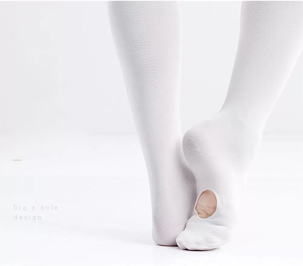 INF Dance Hole Strumpfhose Ballett Strumpfhosen Tanz Trainingsleggings - Atmungsaktiv & Praktisch XL Weiß