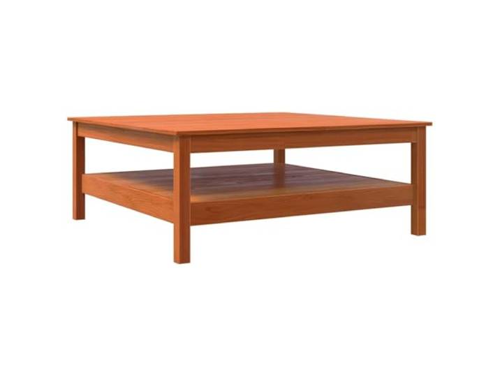 Tmriohed Couchtisch Wachsbraun 100x100x40 cm Massivholz Kiefer Quadratischer Wohnzimmertisch aus Naturholz mit praktischer Ablage für Zeitschriften und Dekoration.
