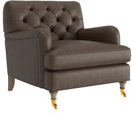 Maggie Leather Chair - Taupe Leather, Taupe Latte - Ballard Designs