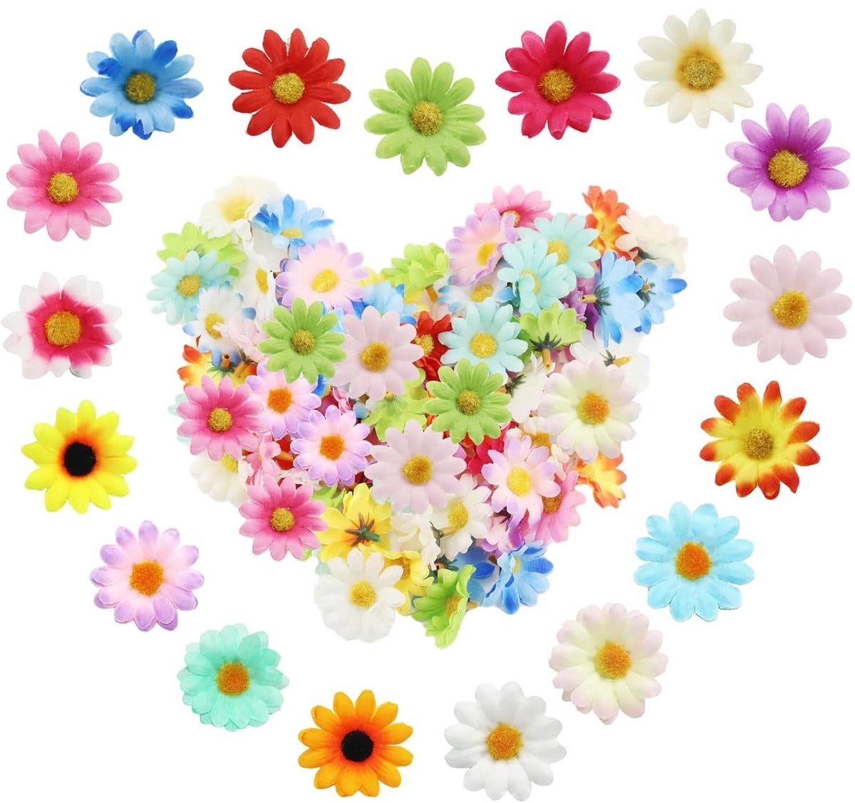 Kunstbloemen Madeliefjes - Decoratieve Bloemkoppen - 100 Stuks