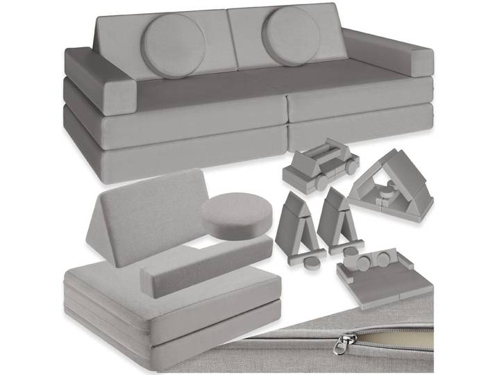 Spielsofa Lilly, 8-teilig, mit Schlaffunktion - 160 cm, grau