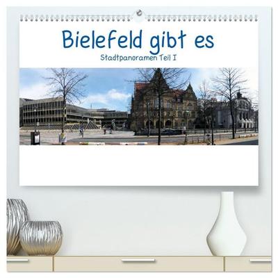 Bielefeld gibt es! Stadtpanoramen (hochwertiger Premium Wandkalender 2027 DIN A2 quer), Kunstdruck in Hochglanz