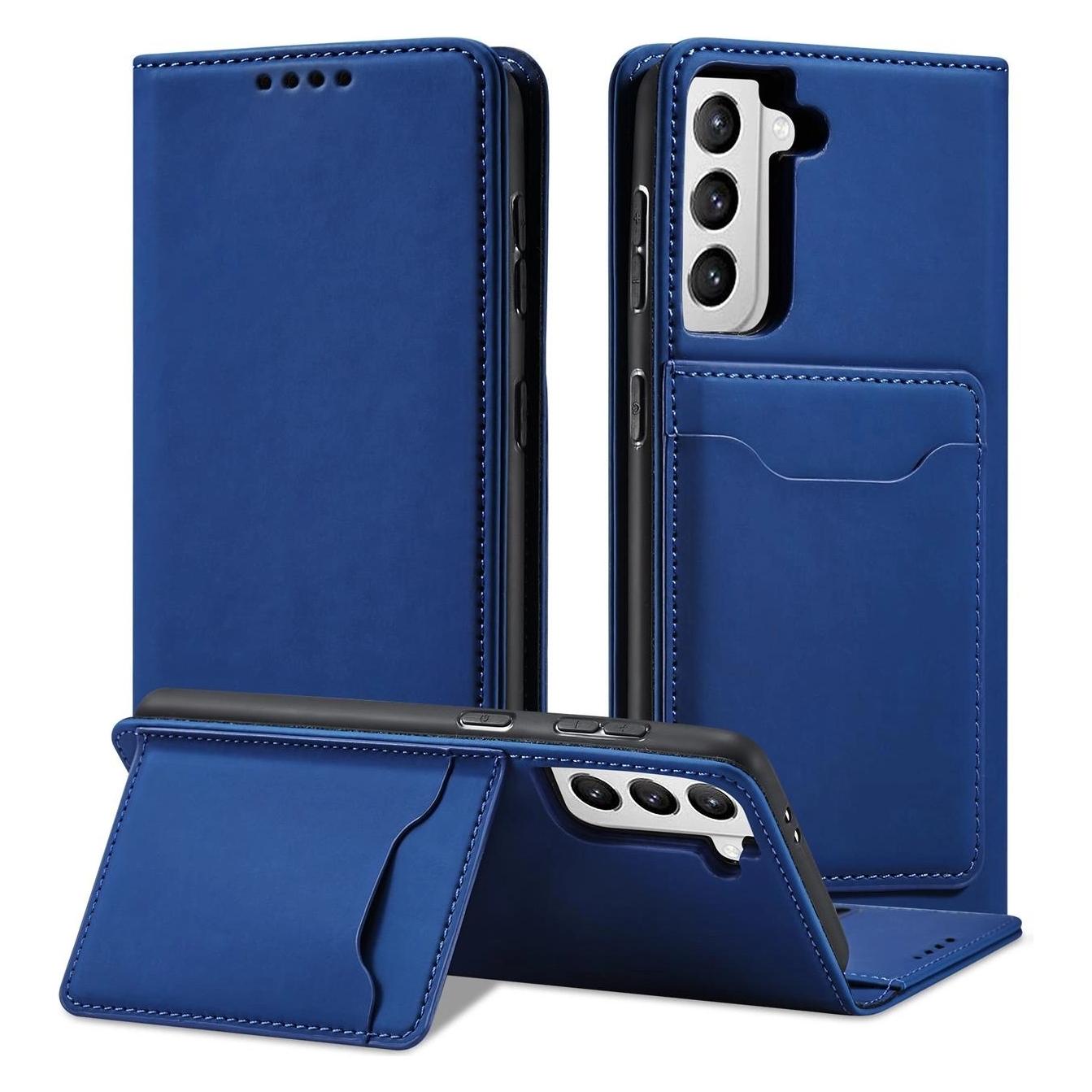 Hurtel Magnetkartenhülle Hülle für Samsung Galaxy S22+ (S22 Plus) Tasche Geldbörse Kartenhalter Blau (Samsung Galaxy S22+) (1404978613)