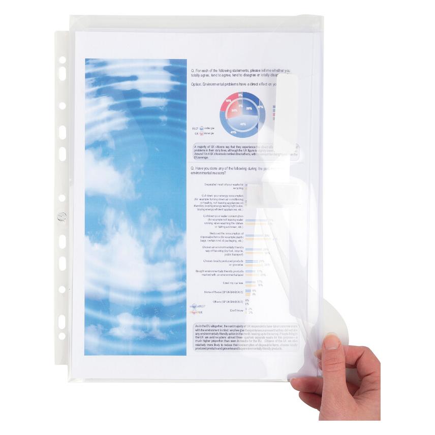 Exacompta Beutel mit 50 Prospekthüllen, genarbt, Recycling-PP 120, für A4, Forever (A4, 25x) (5350E)