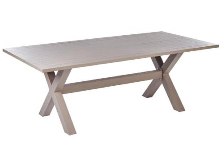 Beliani Gartentisch Aluminium beige Taupe rechteckig 200 x 105 cm X-Beine modern Cascais