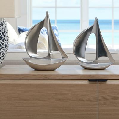 Sagebrook Home "Metal Modern Coastal Sailboat Sculpture Decorative Accent - 13"" Silver - 11"" x 3"" x 13.25"""