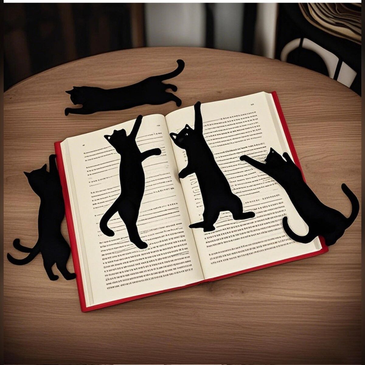 INF Ensemble 5 marque-pages chat en fer noir – Marque-pages clips 17x9cm, design mignon et décoratif