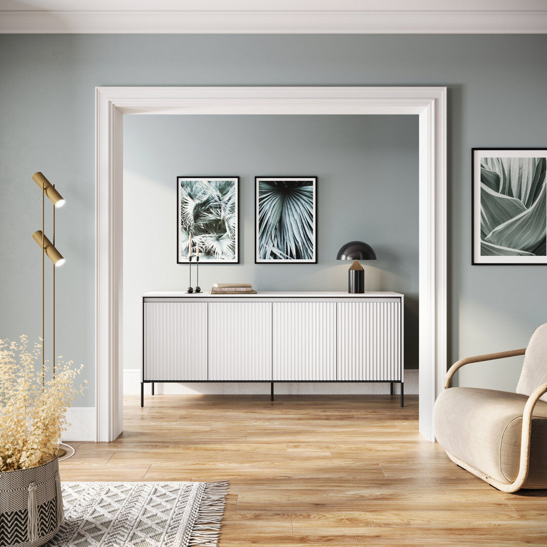 Brayden Studio Alv 193 cm W Sideboard White/Black 83cm H X 193cm W X 40cm D
