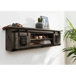 Wandregal Mango 130x25x35 grau lackiert RAILWAY #257