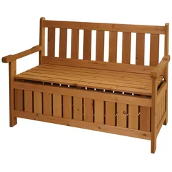 PROREGAL Gartenbank mit Stauraum | HxBxT 85x114x58cm | Truhenbank Sitzbank Staufach Aufbewahrung | Outdoor Tanne Holz FSC® | Braun