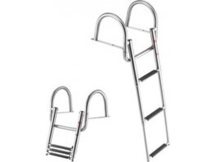 VEVOR Échelle de Bateau 3 Marches en Acier Inoxydable, Échelle de Baignade Télescopique et Pliante avec Mains Courantes pour Bateau Hors-Bord, Yacht et Ponton, Charge 272,16 kg, Marches Antidérapantes