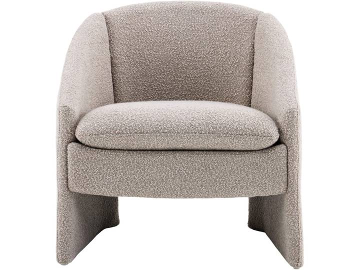 Fauteuil arrondi en tissu bouclé taupe