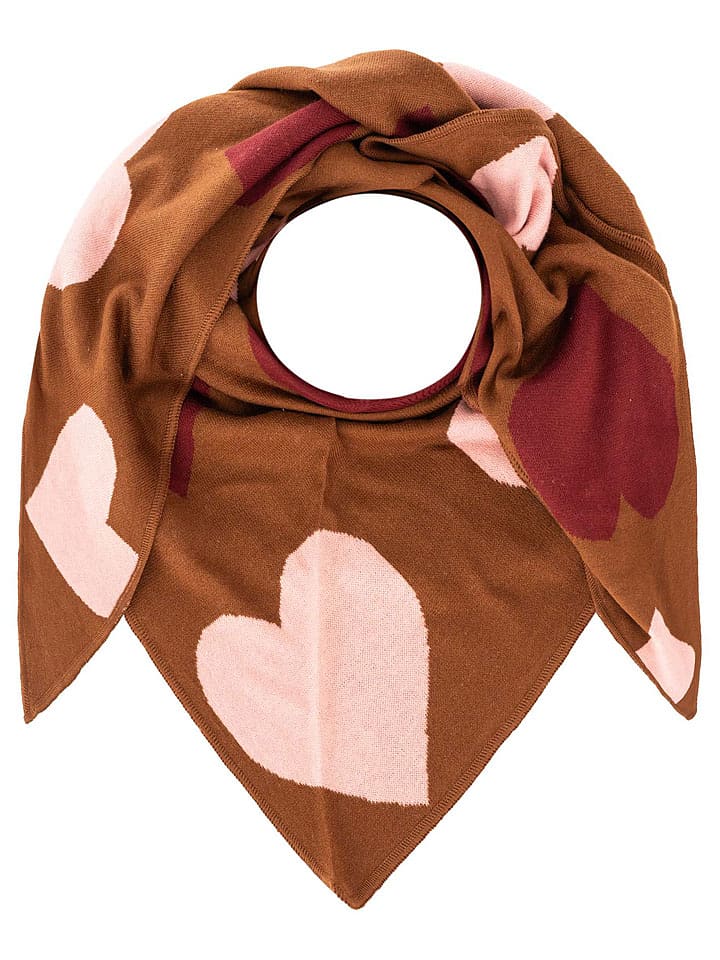 Zwillingsherz Dreieckstuch "Herzen" in Hellbraun - (L)190 x (B)95 cm - onesize