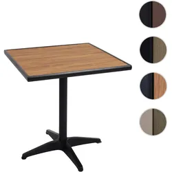 Gartentisch HWC-J95, Balkontisch Bistrotisch, Gastronomie Outdoor-Beschichtung Alu Holzoptik ~ schwarz, teak braun