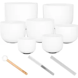 Sela SECF-SET Crystal Singing Bowl Set - Frosted 440 Hz (Klangschale), Perkussion, Weiss