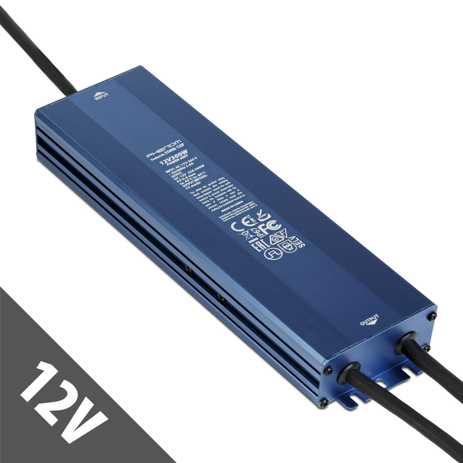 HomeShopXL LED-voeding 12V 300W IP67 waterdicht transformator 12V DC 25A LED-driver voor buitengebruik voor LED-strips, camera's en tuinverlichting [55008-12IP]