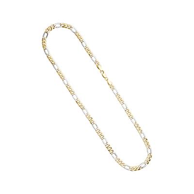 Goldkette JOBO "Figarokette", gold (gelbgold 333), Halsketten, Damen, Gelbgold 333 Weißgold 333, L: 45, Gelbgold 333, Weißgold 333, Goldkette, 333 Gold bicolor 45 cm