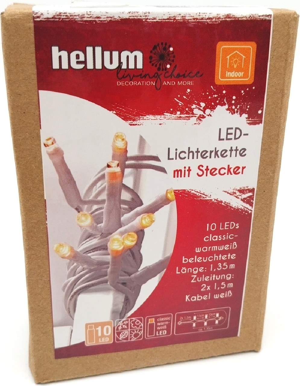 Hellum LED-lichtketting warmwit 1,35 meter klassiek design voor binnen