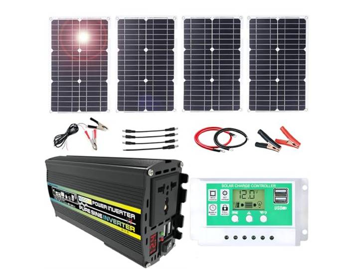800-W-Off-Grid-Solarpanel-Kit mit 50-A-PWM-Controller und reinem Sinuswellen-Wechselrichter(100W)
