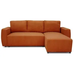 Casapy, Sofa + Bettsofa, Umwandelbares Ecksofa PHARELL für 3 bis 4 Personen – Terrakotta-Cordstoff – Wendbar (Ecksofa)