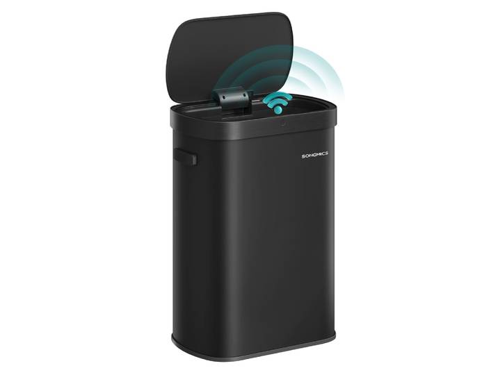 Poubelle automatique couvercle à fermeture douce acier 50 l noir