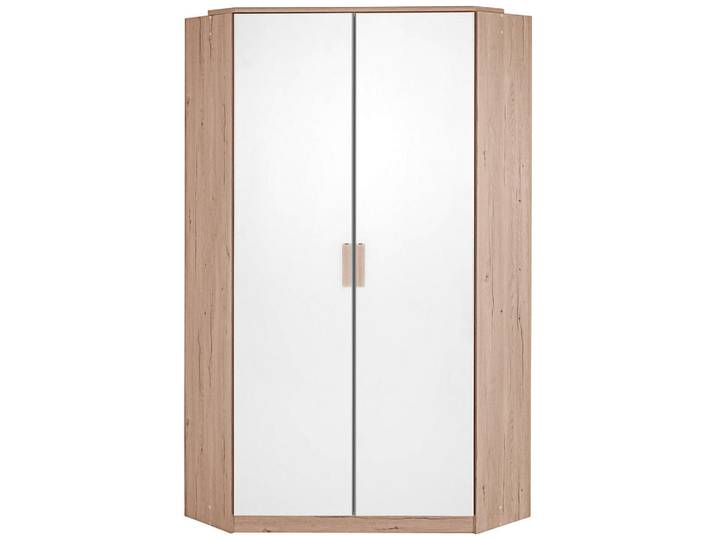 Mid.you Eckkleiderschrank Wimex Cariba, Weiß, Eiche, 8 Fächer, 95x198 cm, Schlafzimmer, Kleiderschränke, Eckschränke