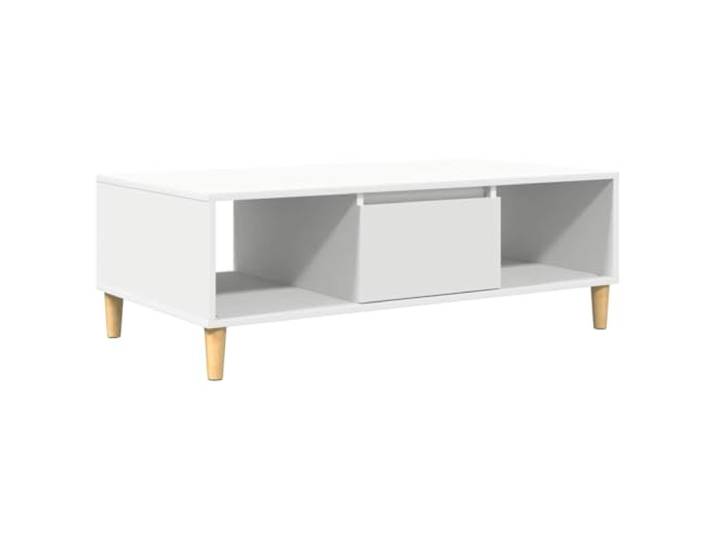 Couchtisch Weiß 102 x 55 x 35 cm Engineering Holz Modernes Design, minimalistischer Stil, praktische Regale, Drehtüren, einfache Montage, einfache Pflege